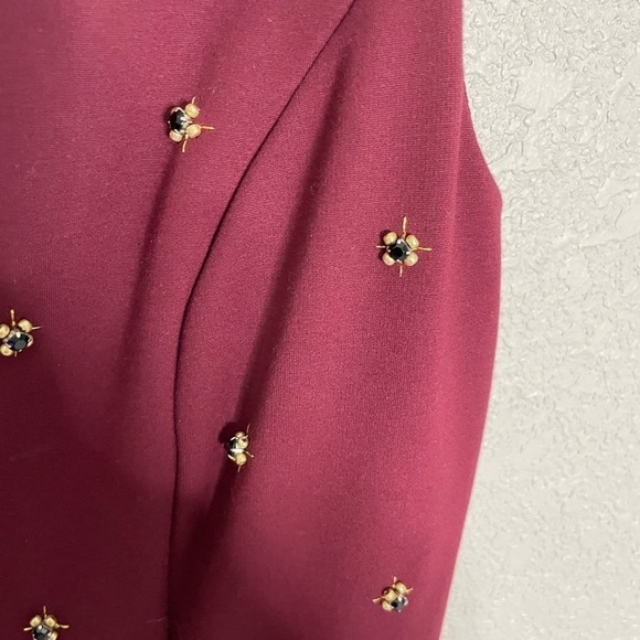 Ann Taylor Burgundy Purple Beaded Bodice Sleeveless Dress 2 - Picture 2 of 8